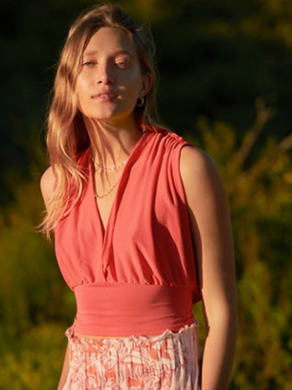 Free People Kiki Crop Top in Coral